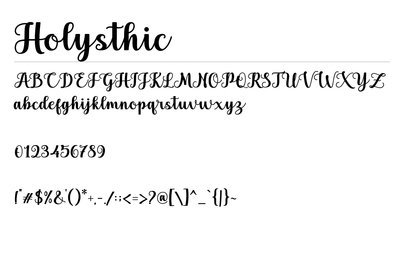 Holysthic Font preview