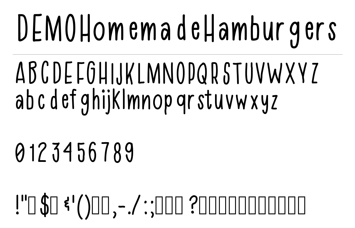 Homemade Hamburger Font preview