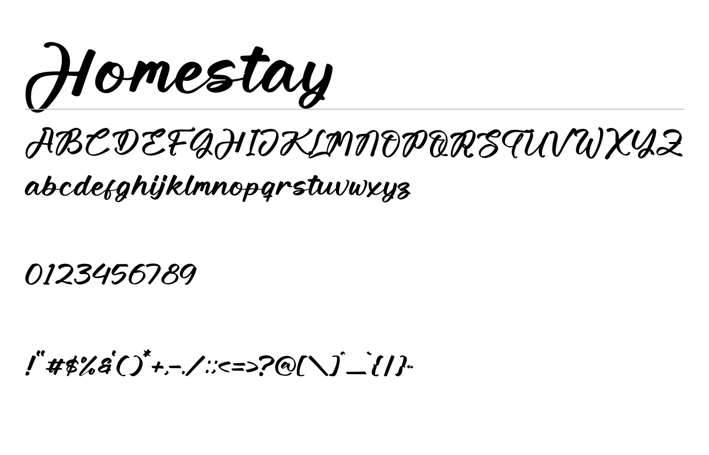 Homestay Font preview