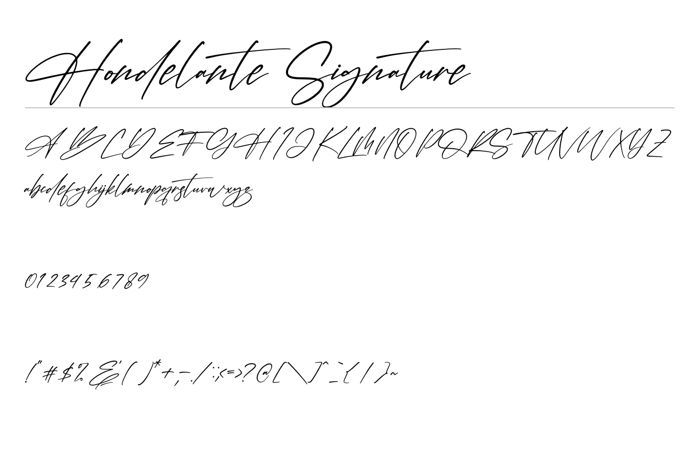 Hondelante Signature Font preview