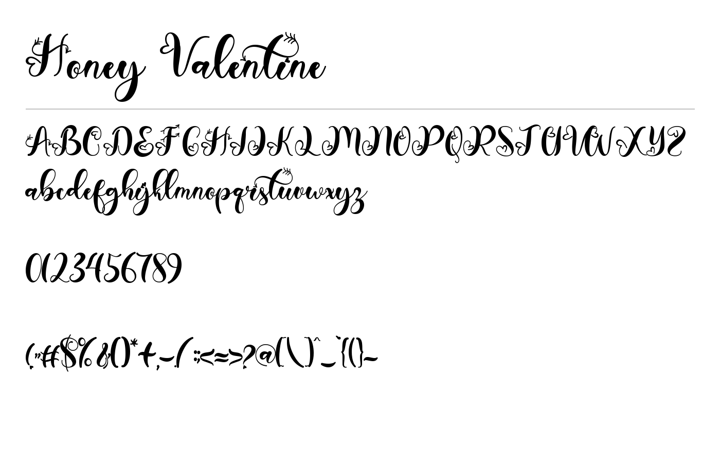 Honey Valentine Font preview