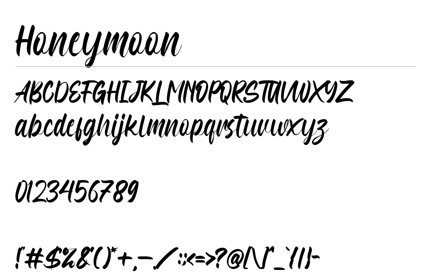 Honeymoon Font preview