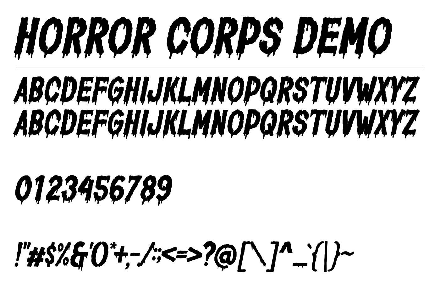 Horror Corps Font preview