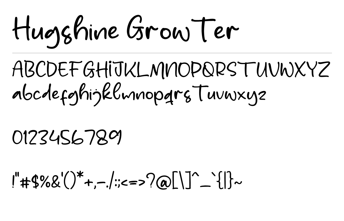 Hugshine Growter Font preview