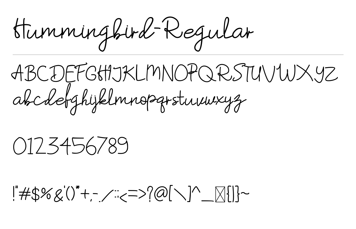 Humming Bird Script Font preview