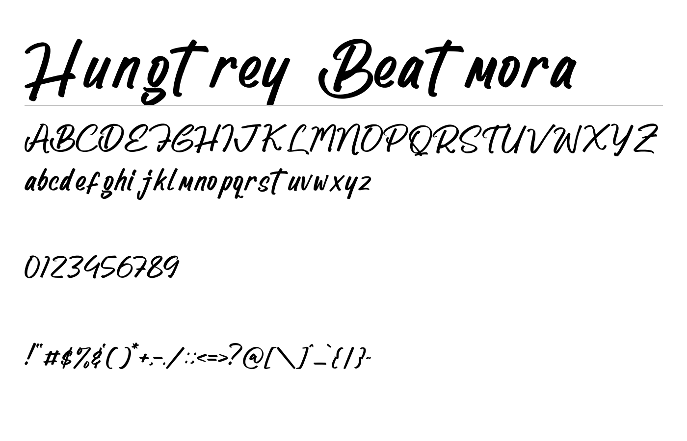 Hungtrey Beatmora Font preview