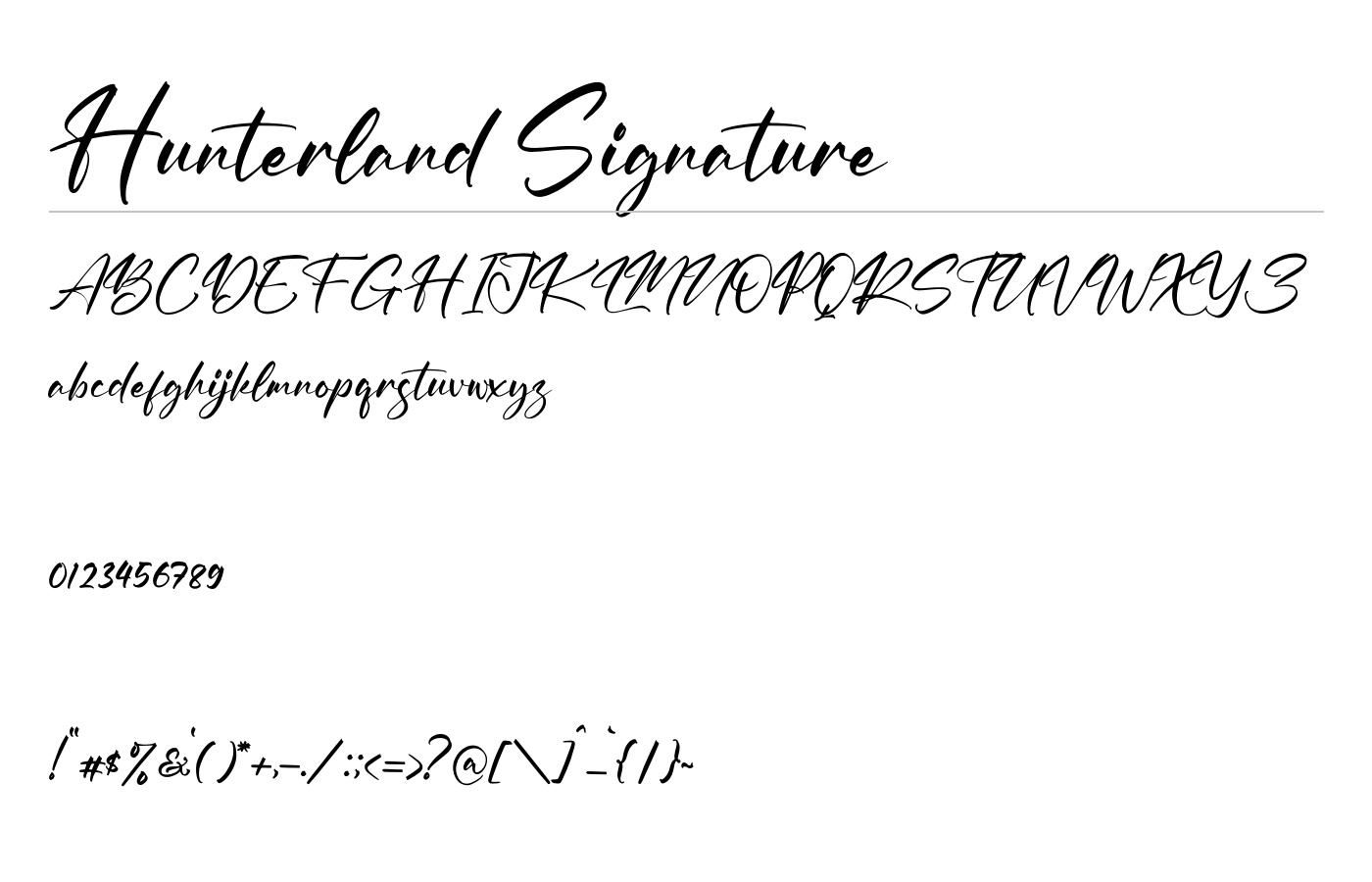 Hunterland Signature Font preview