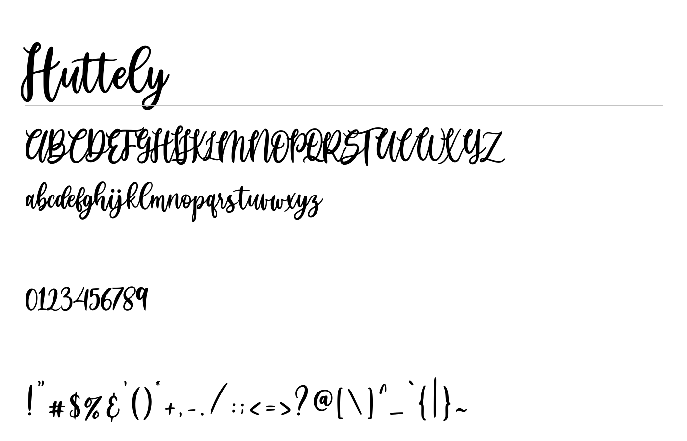 Huttely Font preview