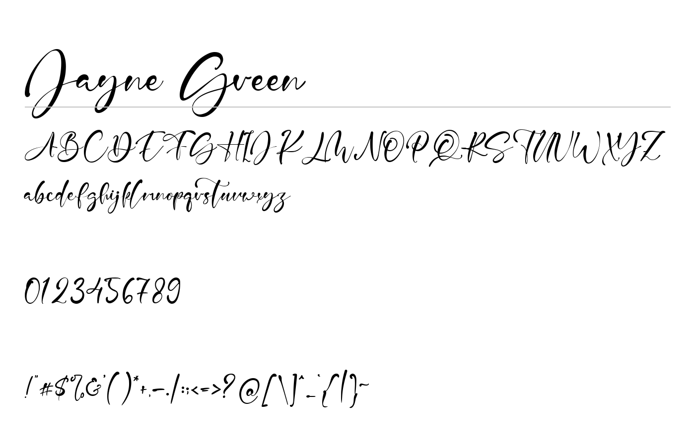 Jayne Green Font preview