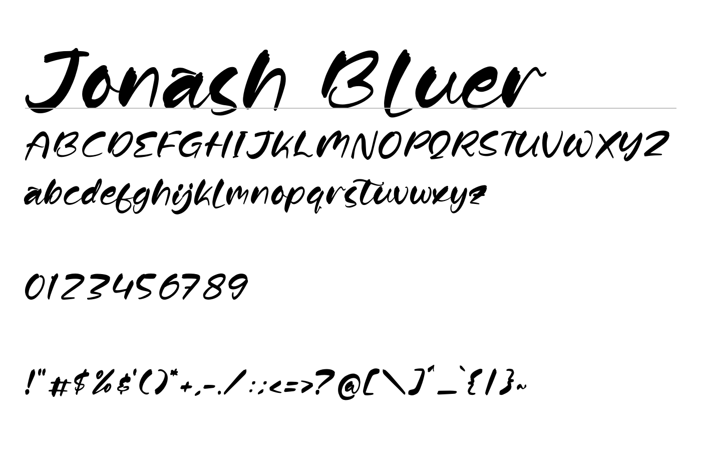 Jonash Bluer Font preview