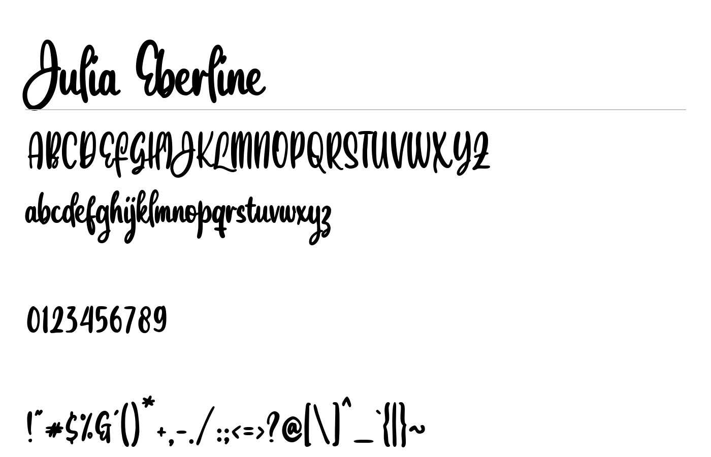 Julia Eberline Font preview