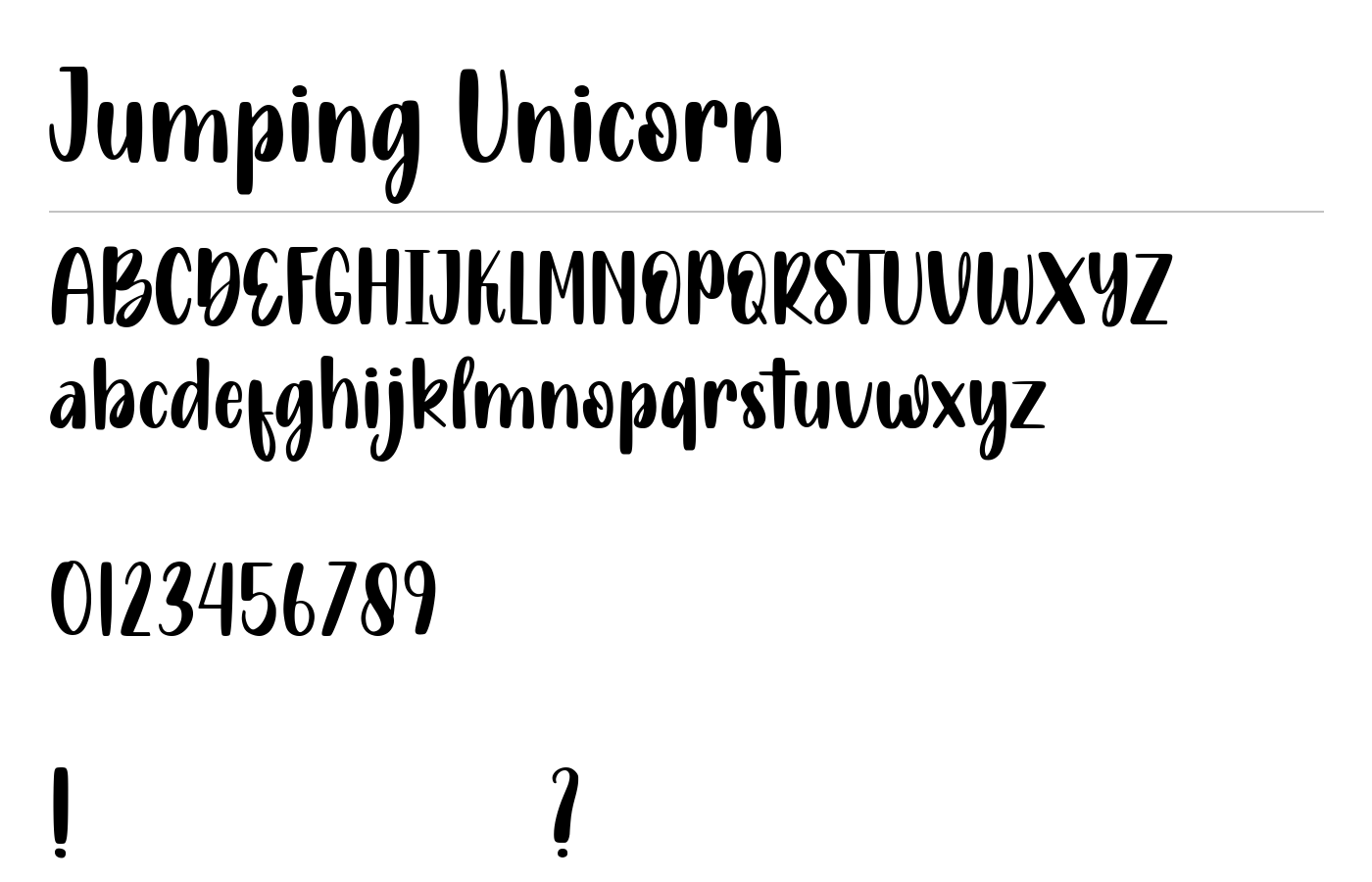 Jumping Unicorn Font preview
