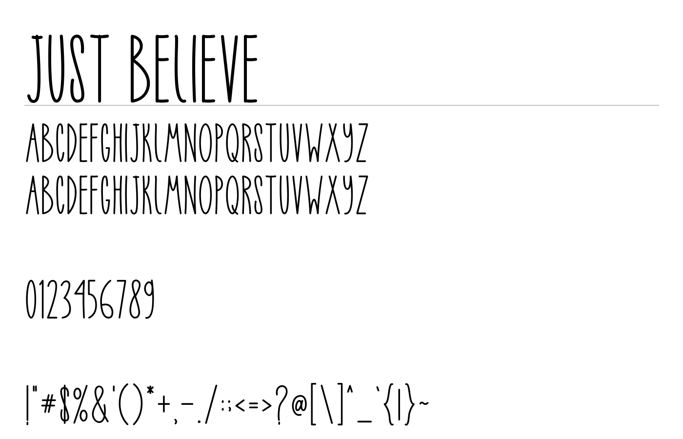 Just Believe Font preview