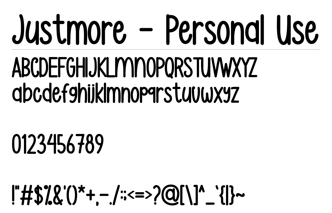 Justmore Font preview