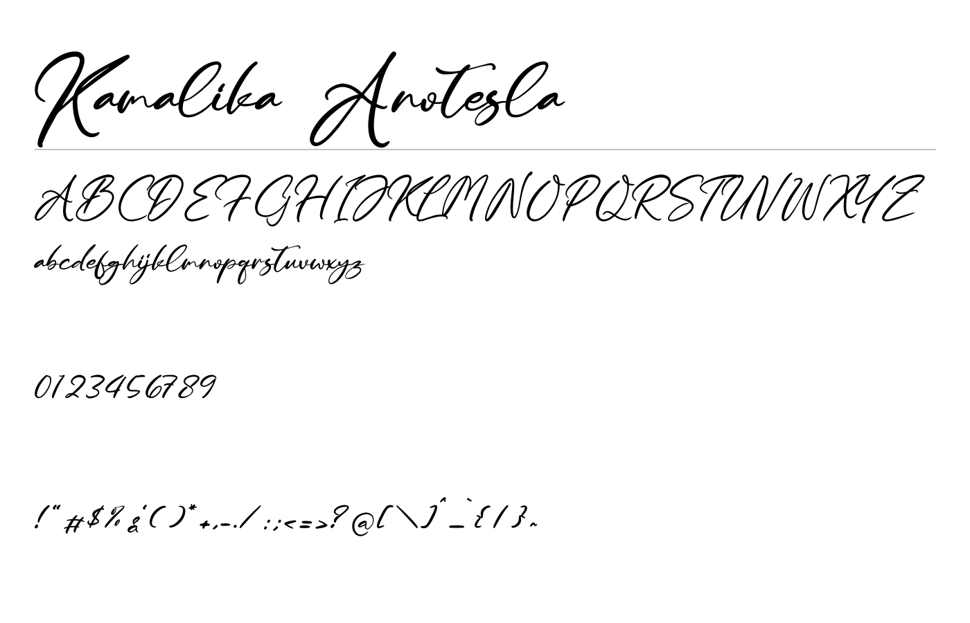Kamalika Anotesla Font preview