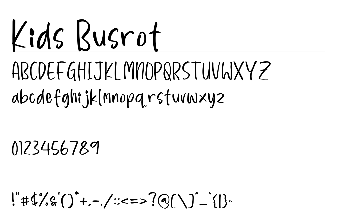 Kids Busrot Font preview