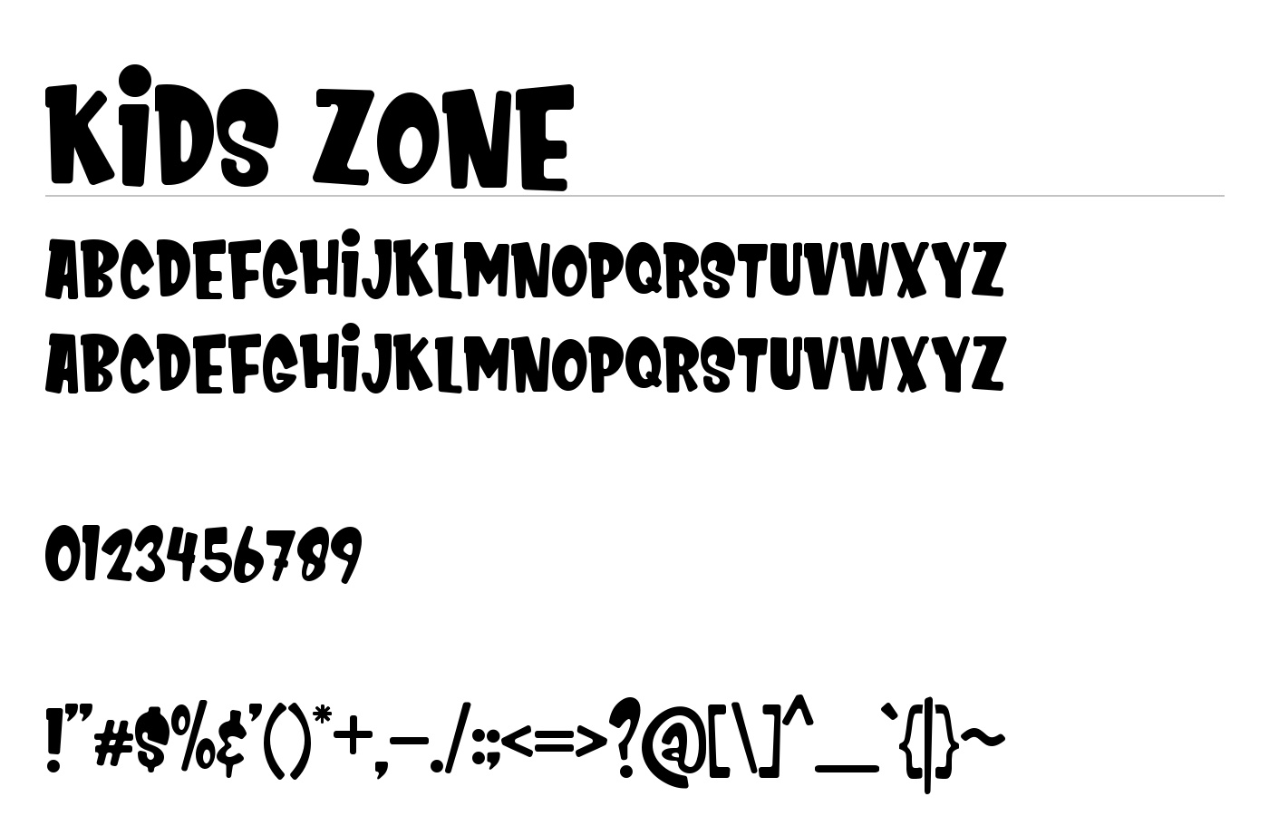 Kids Zone Font preview