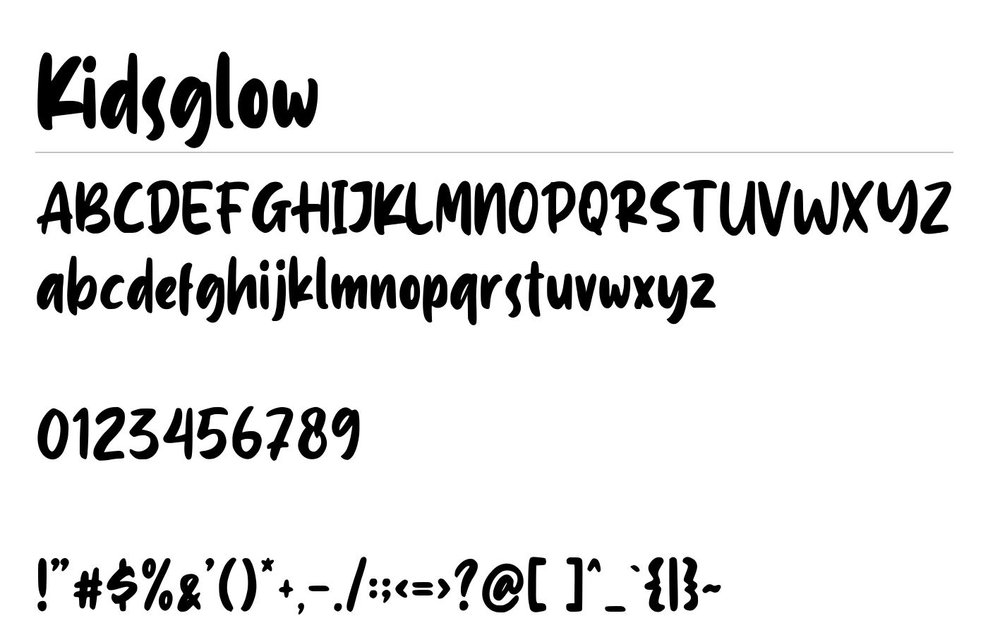 Kidsglow Font preview
