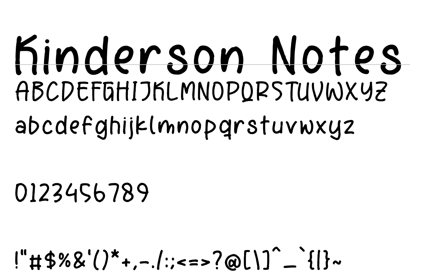 Kinderson Notes Font preview
