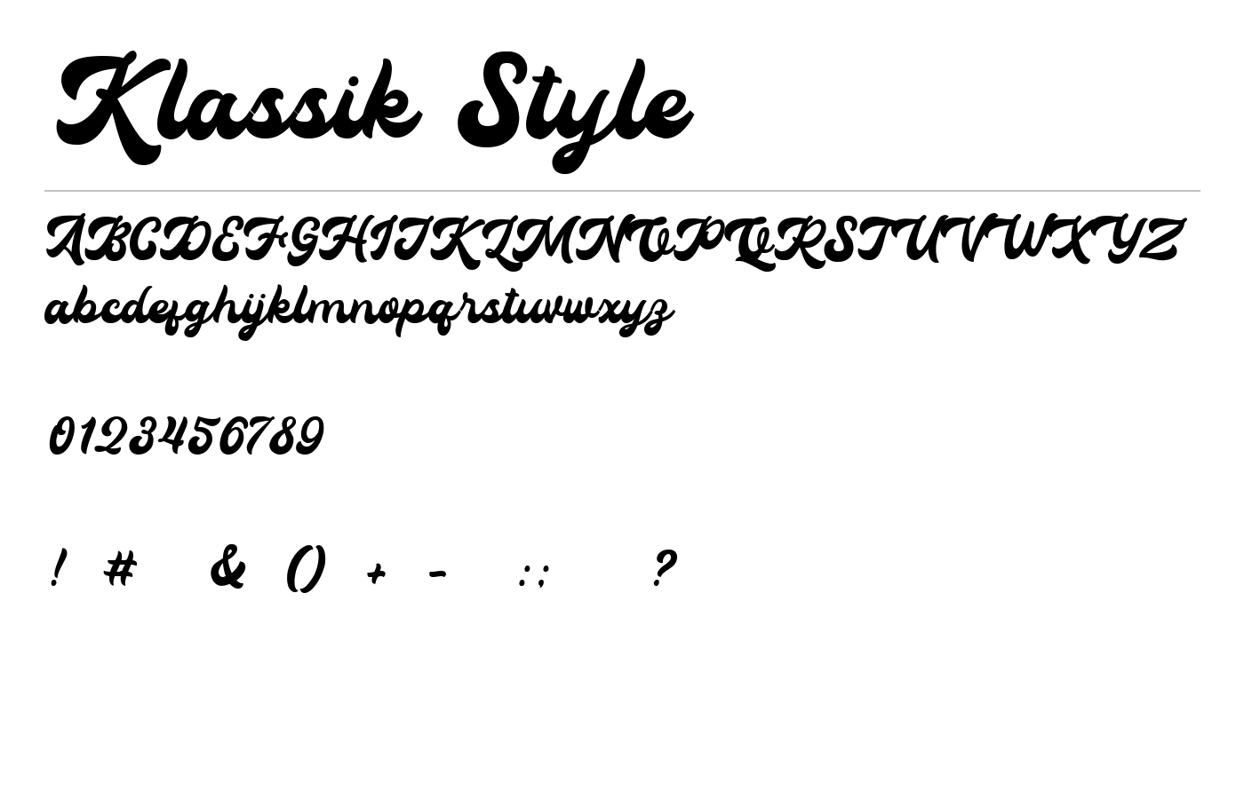 Klassik Style Font preview