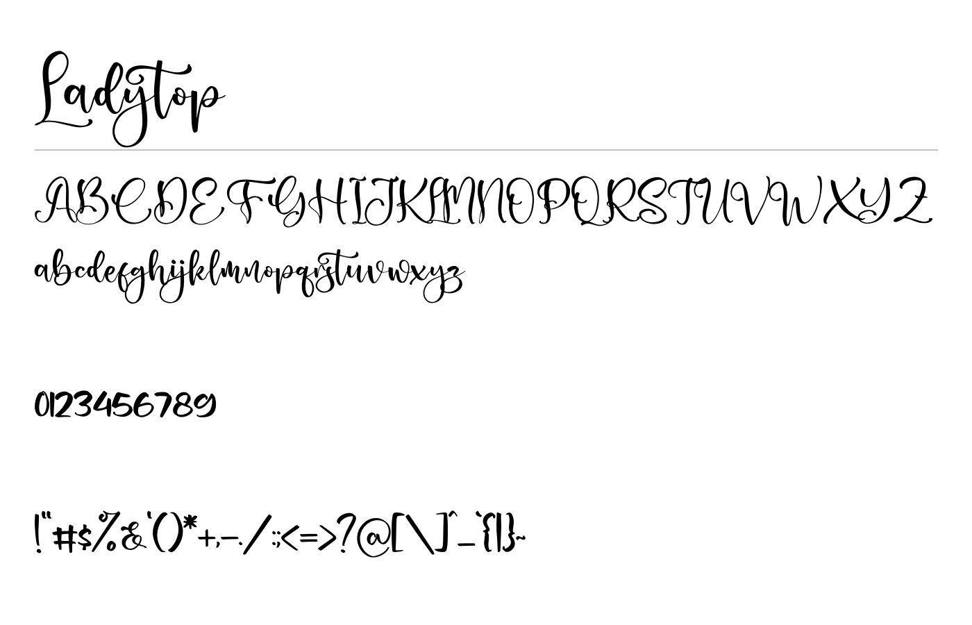 Ladytop Font preview