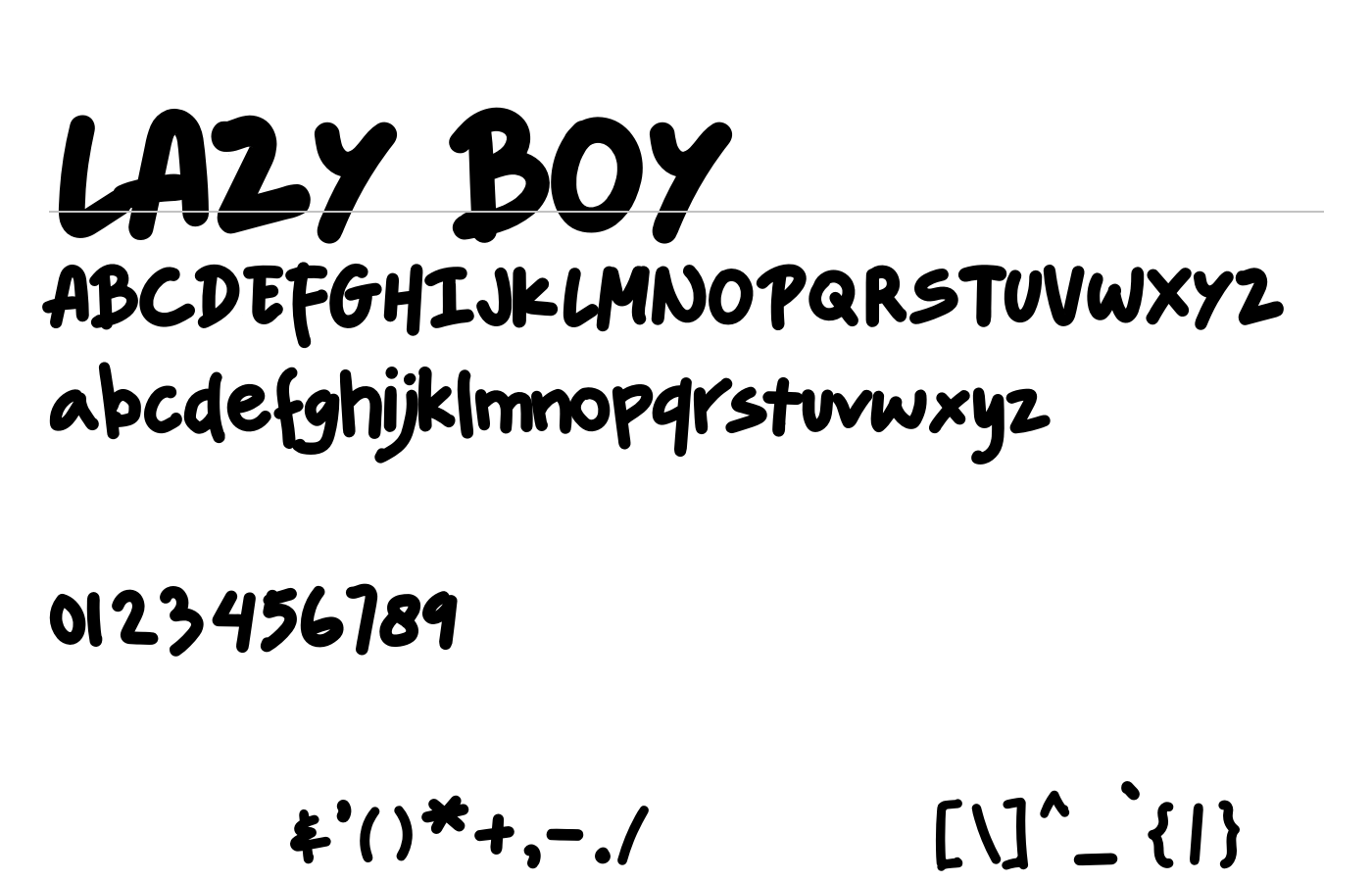 Lazy Boy Font preview