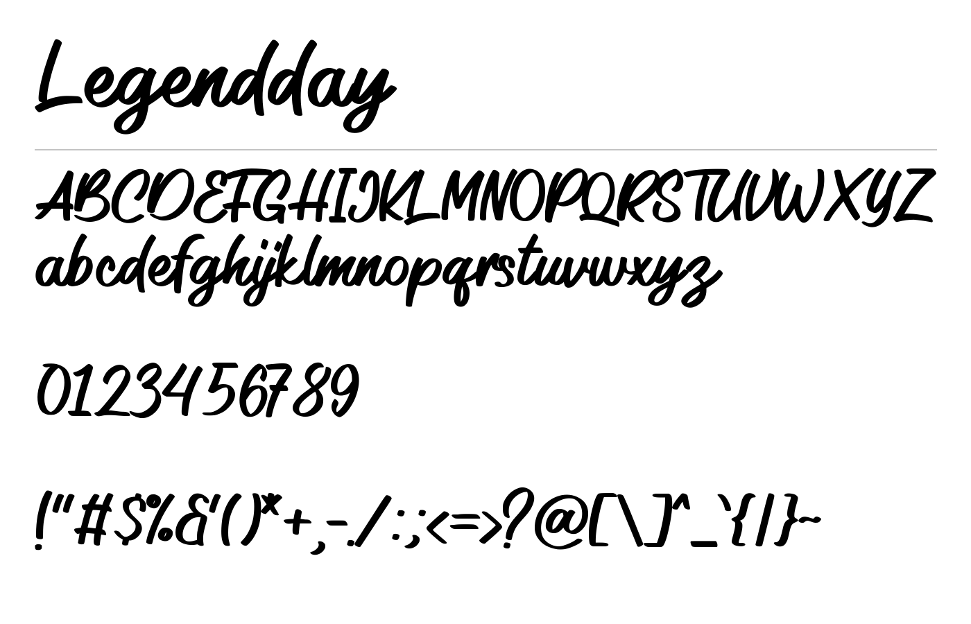 Legendday Font preview