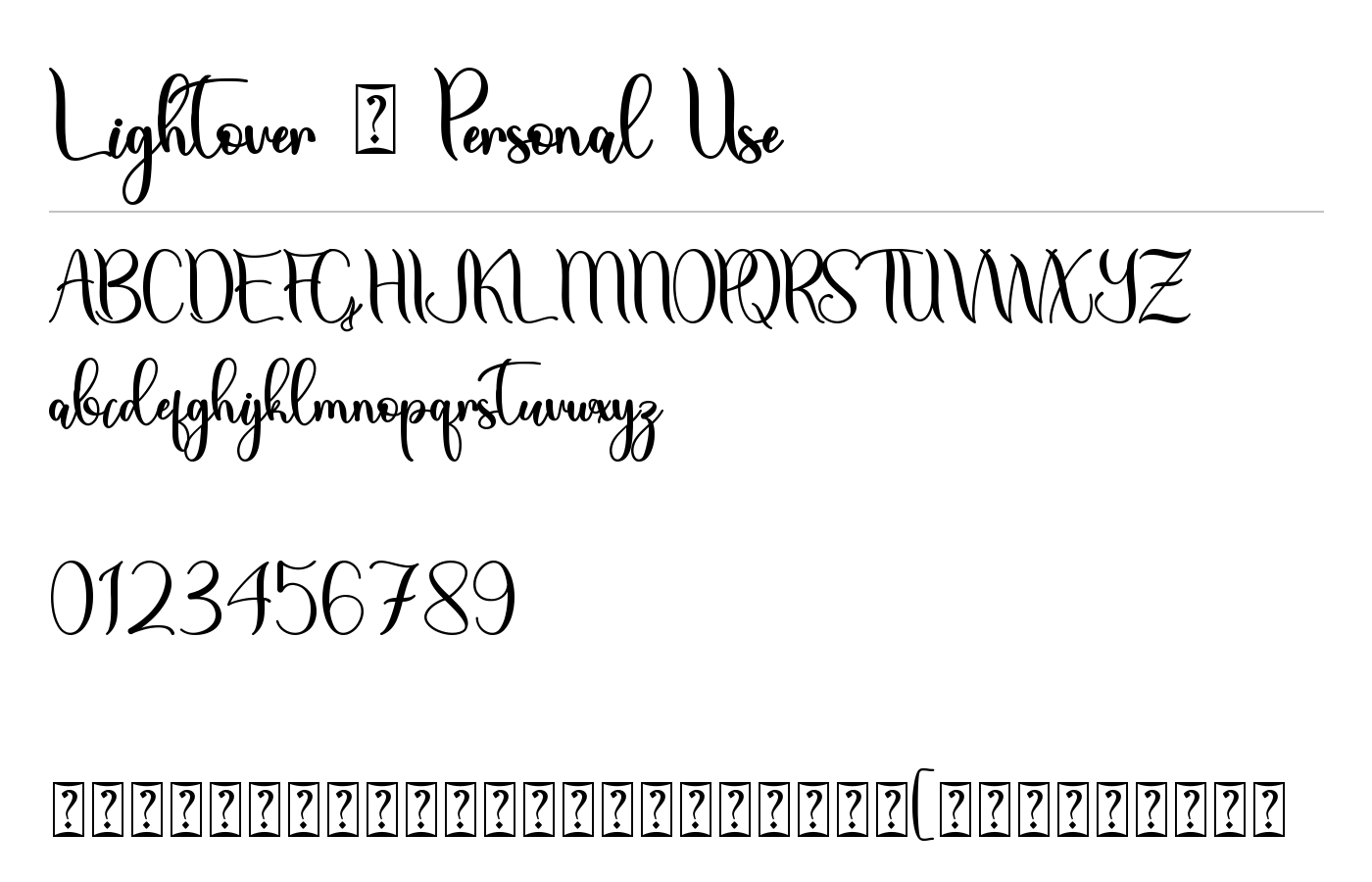 Lightover Font preview