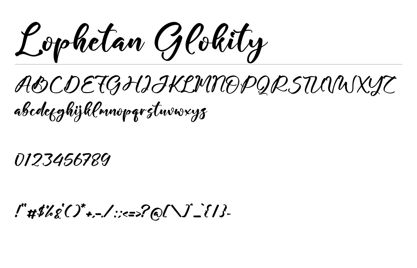 Lophetan Glokity Font preview