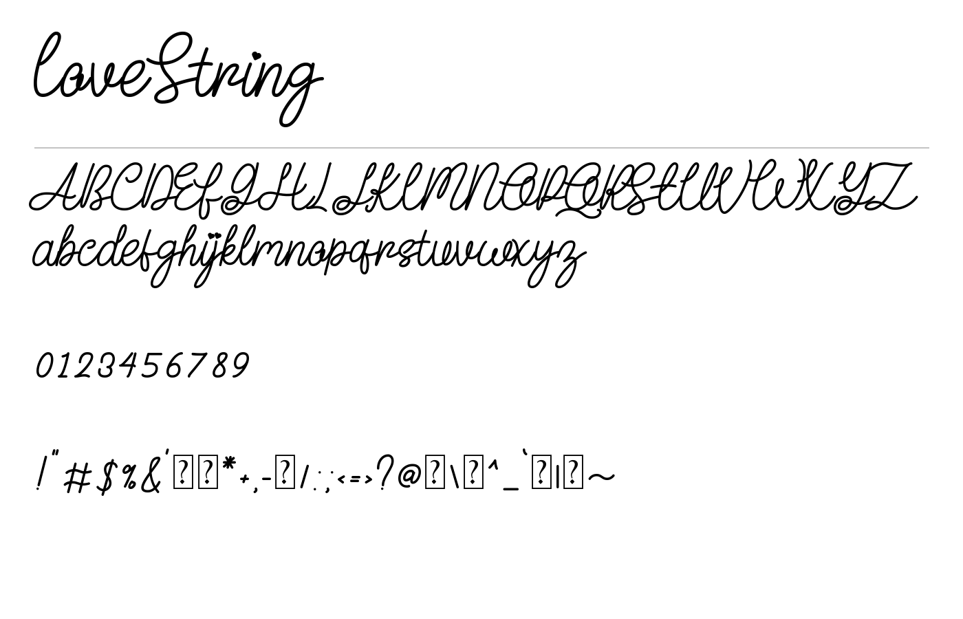 Love String Font preview