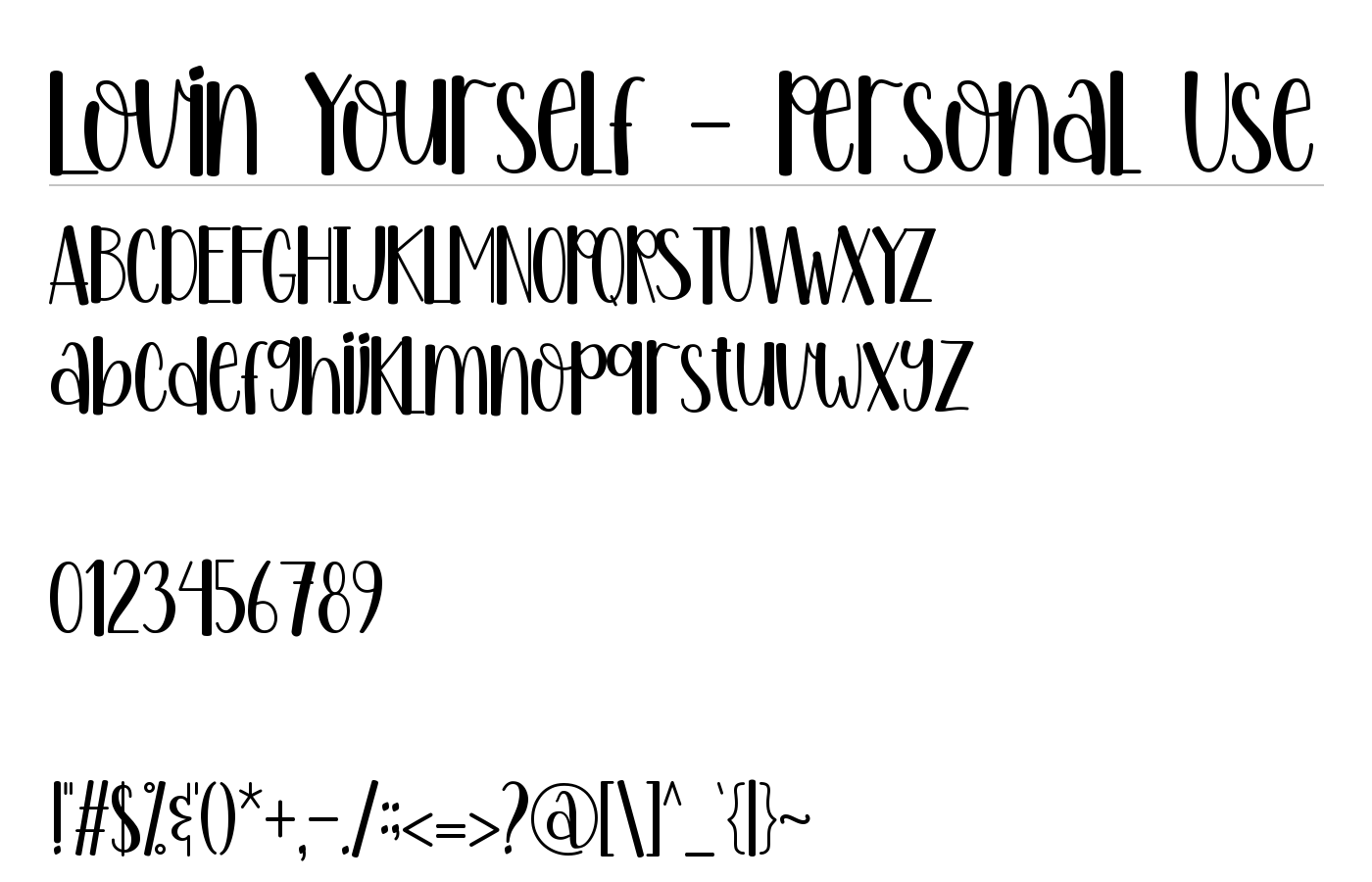 Loving Yourself Font preview