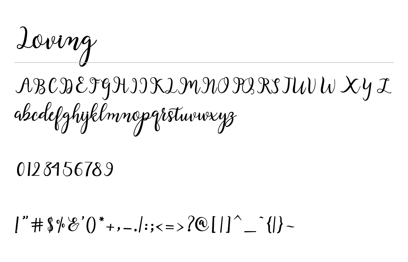 Loving Font preview