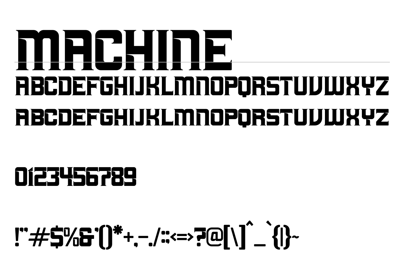 Machine Font preview
