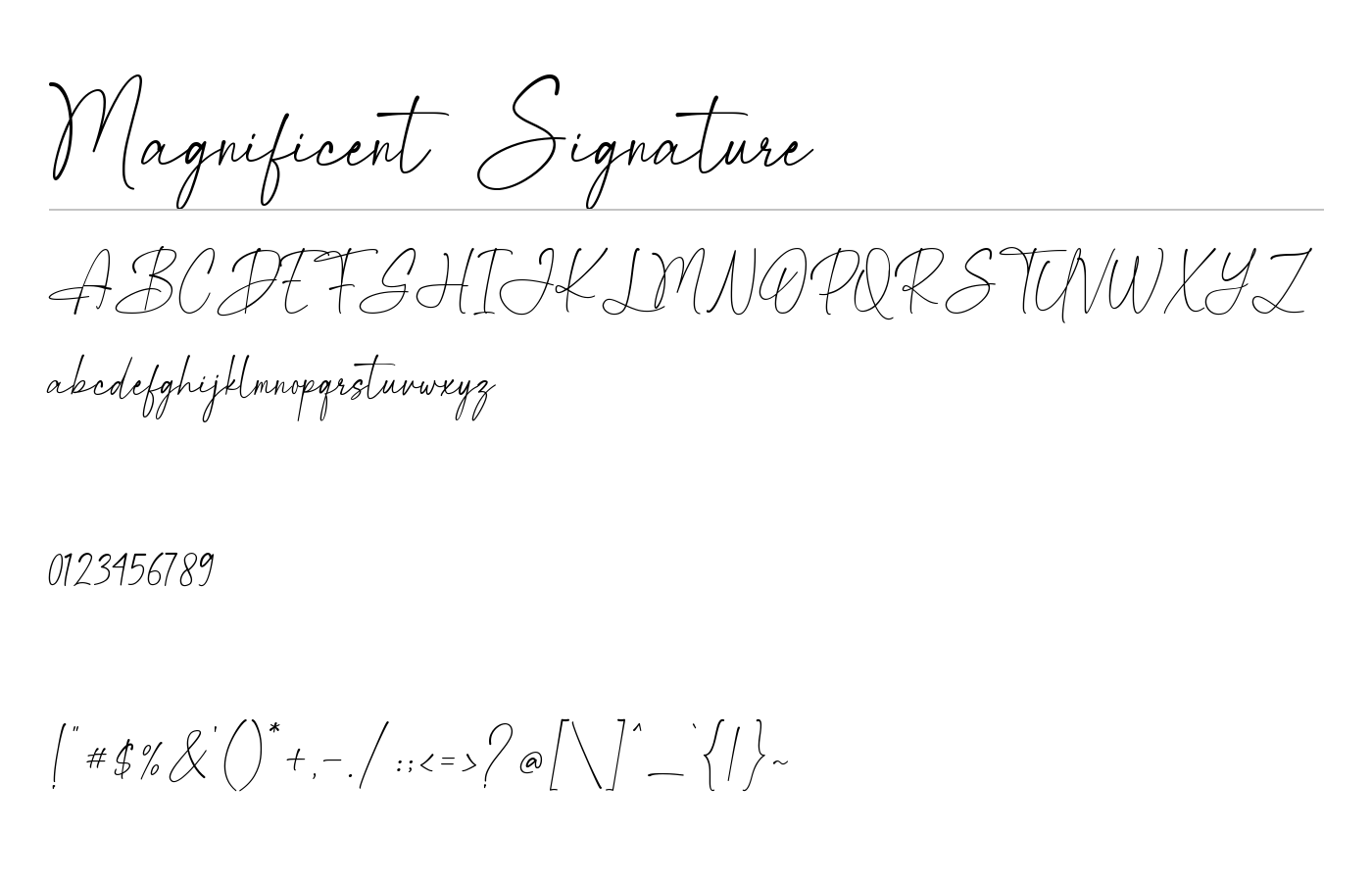 Magnificent Signature Font preview