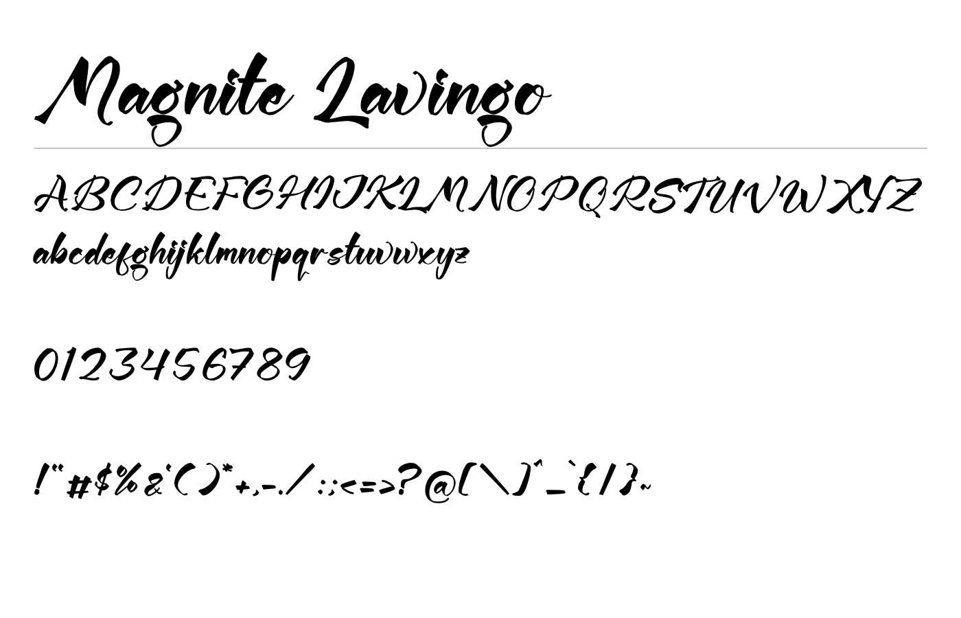 Magnite Lavingo Font preview