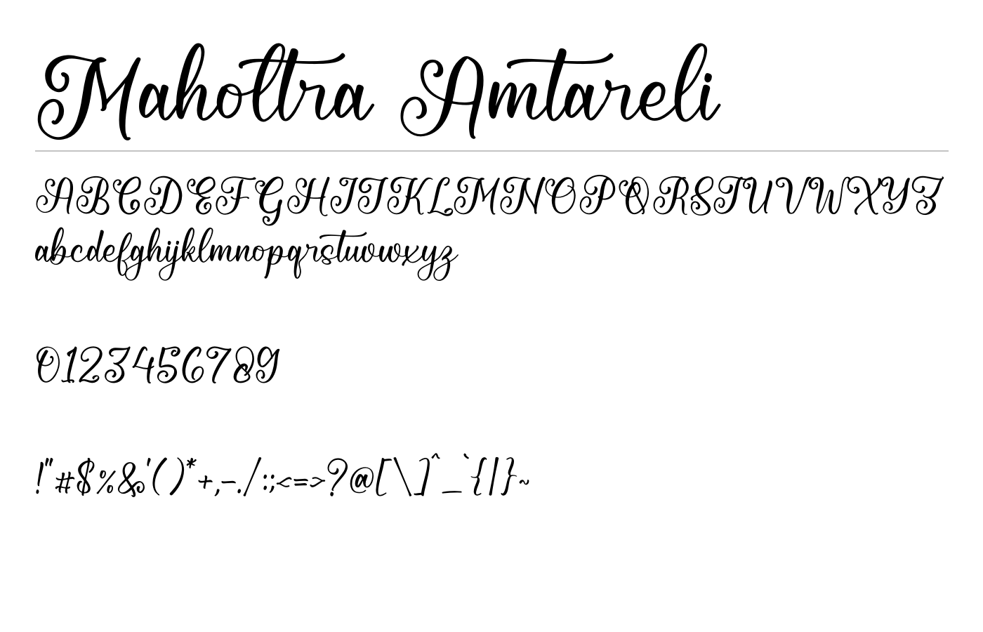 Maholtra Amtareli Font preview