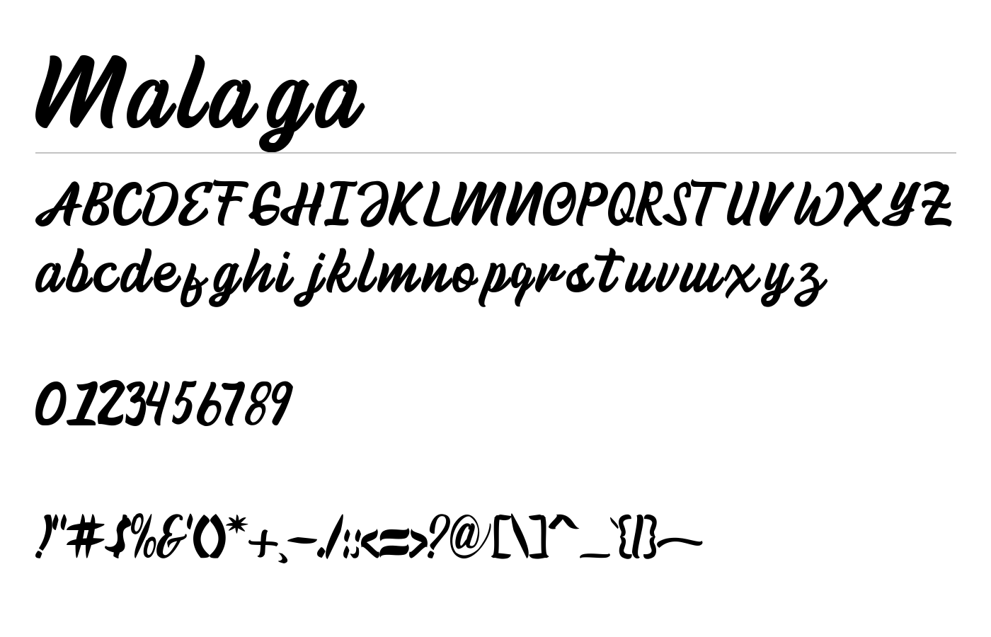 Malaga Modern Script Typeface preview