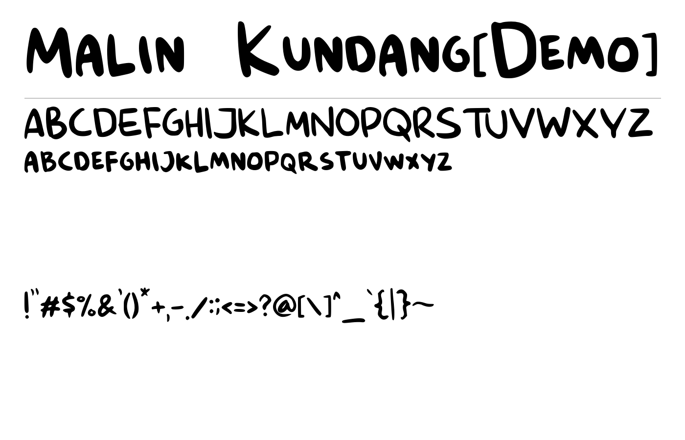 Malin Kundang Font preview
