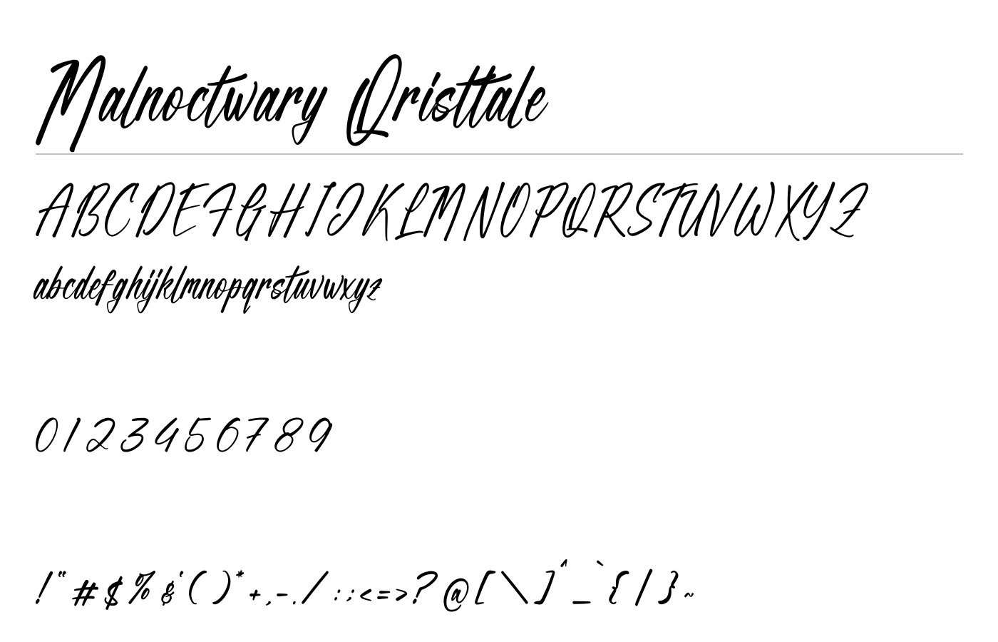 Malnoctwary Qristtale Font preview