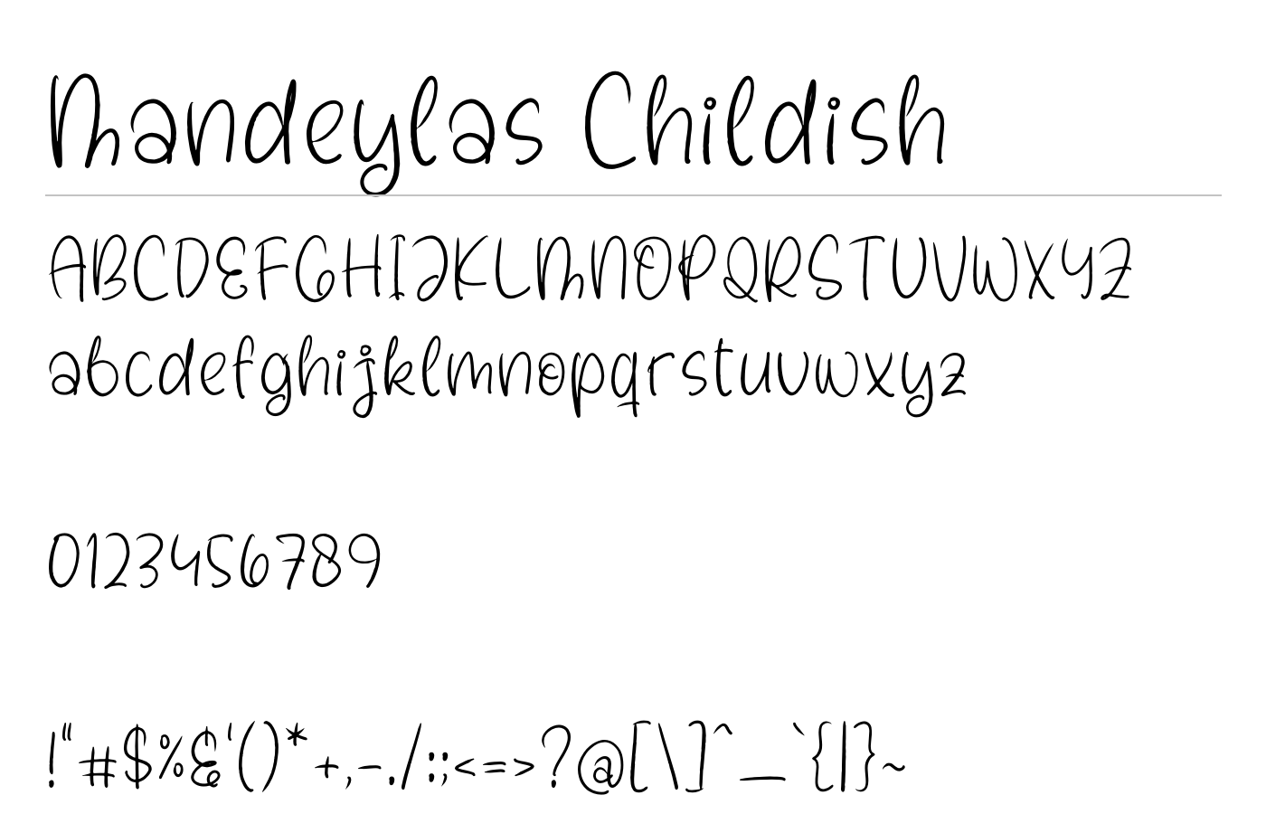Mandeylas Childish Font preview