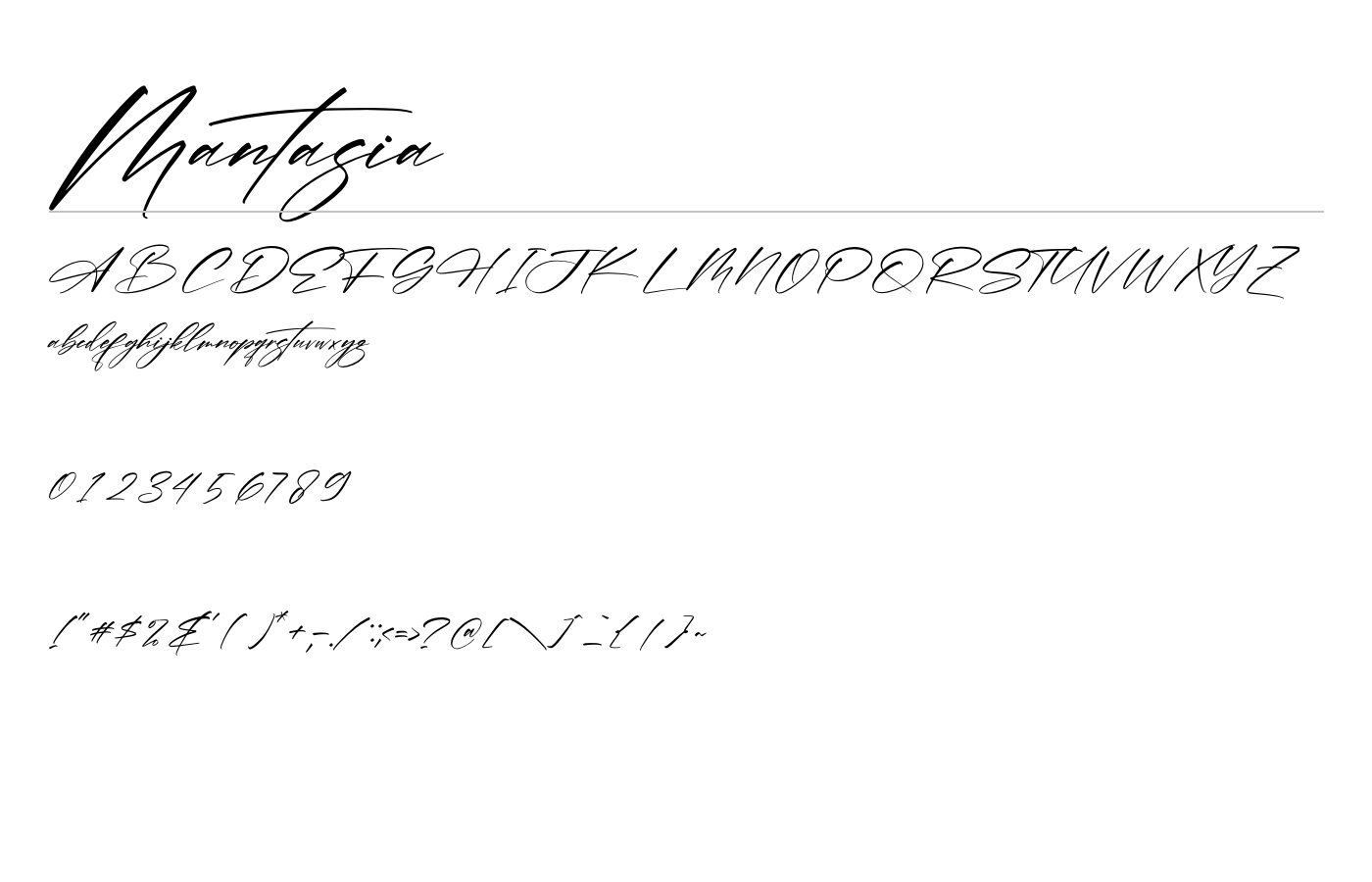 Mantasia Font preview