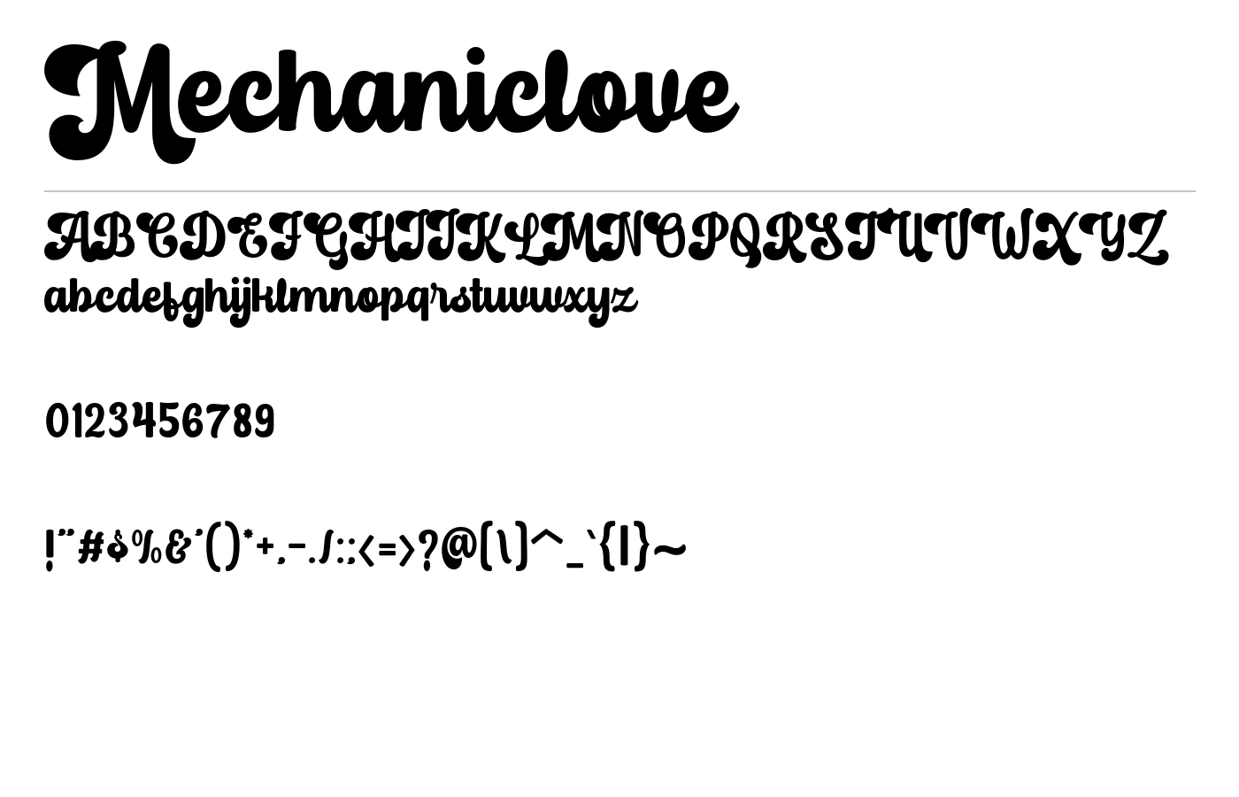 Mechaniclove Font preview