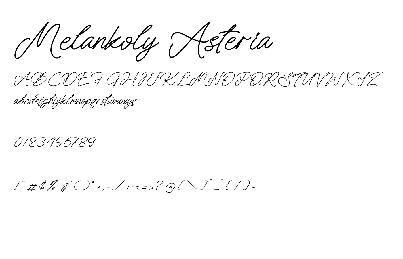 Melankoly Asteria Font preview
