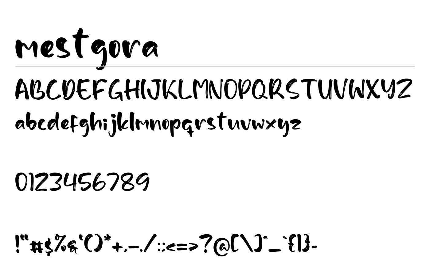 Mestgora Font preview