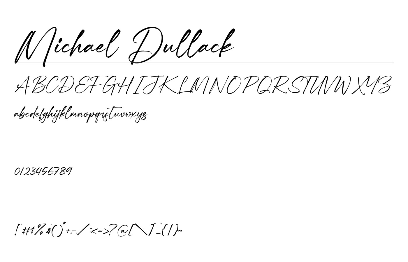Michael Dullack Font preview