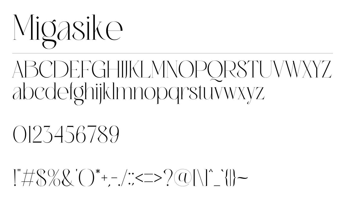 Migasike Font preview