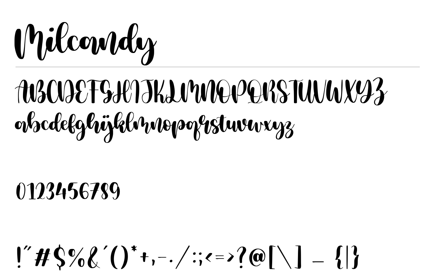 Milcandy Font preview