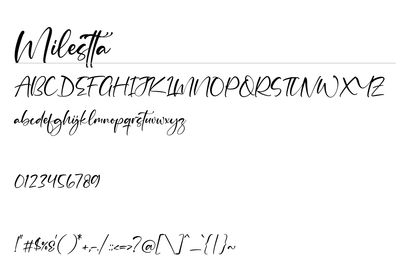 Milestta Font preview