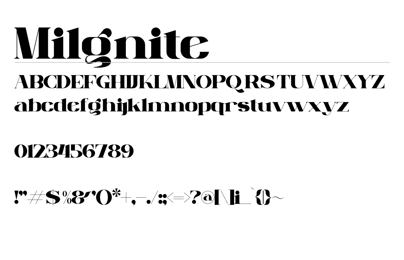 Milgnite Font preview