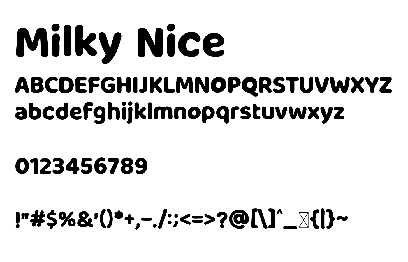 Milky Nice Font preview